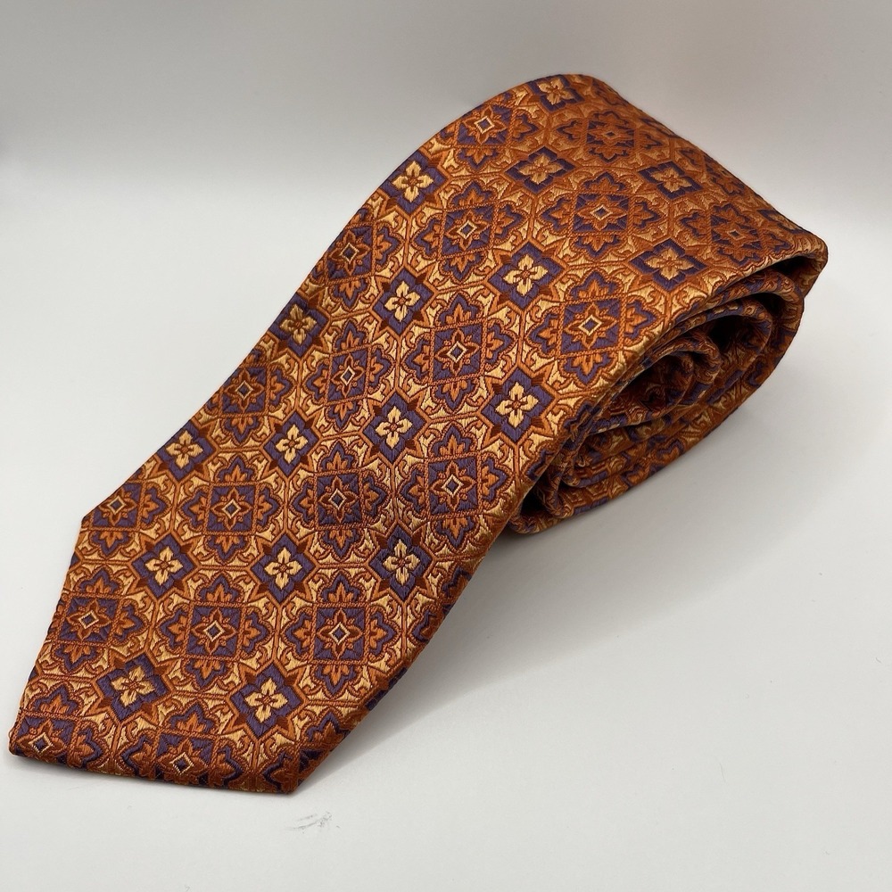 Holland &‎ Sherry Necktie Orange Geometric Luxury